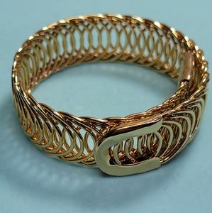 18k Yellow Gold Over Bronze Curb Bangle Bracelet